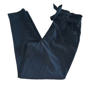 Black paper bag Tie-Waist Pants